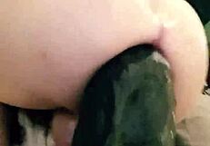 Shemale slut gets her hole stretched to the limit with monster dildo